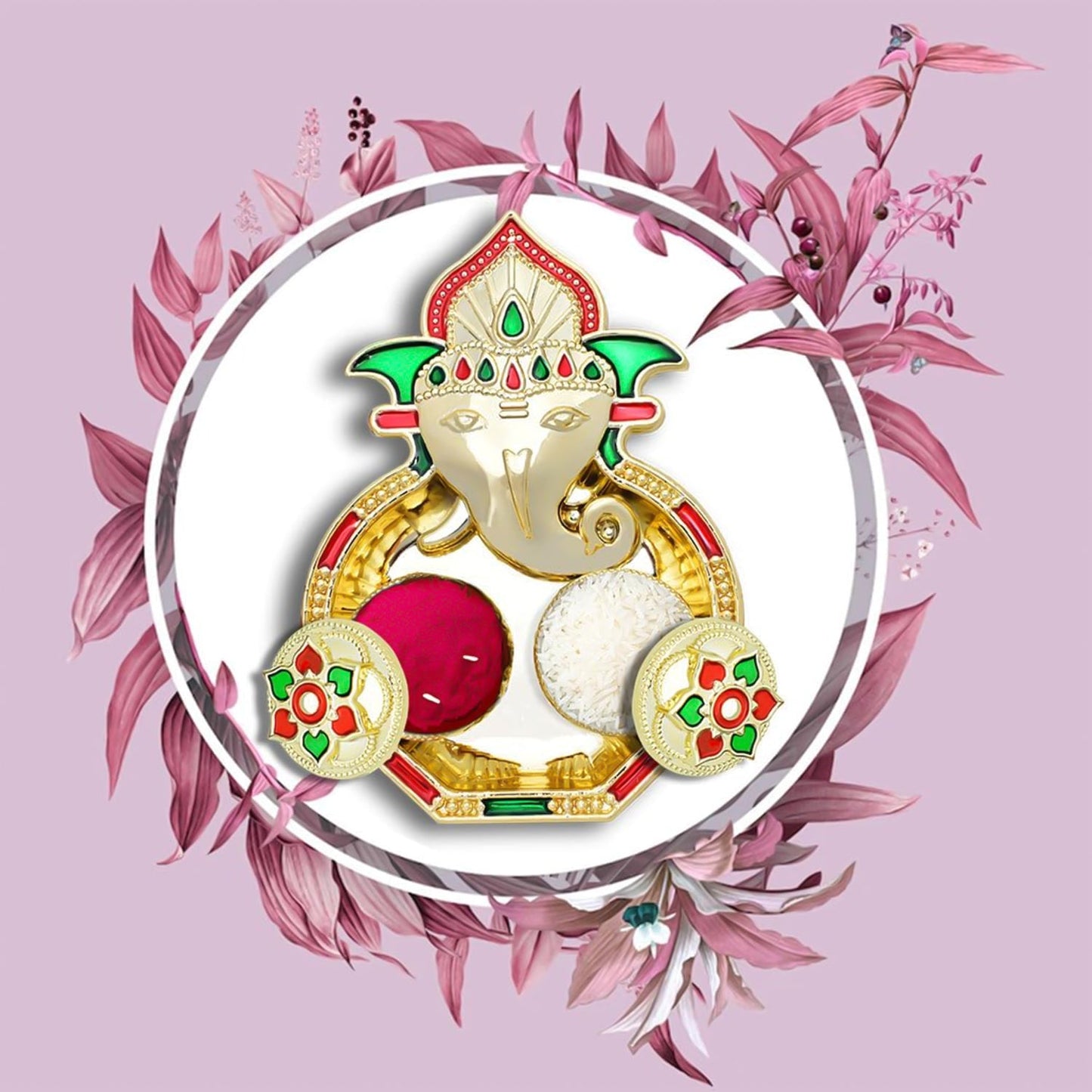 Ganesh Design Decorative Kumkum Box - (1 Pc)