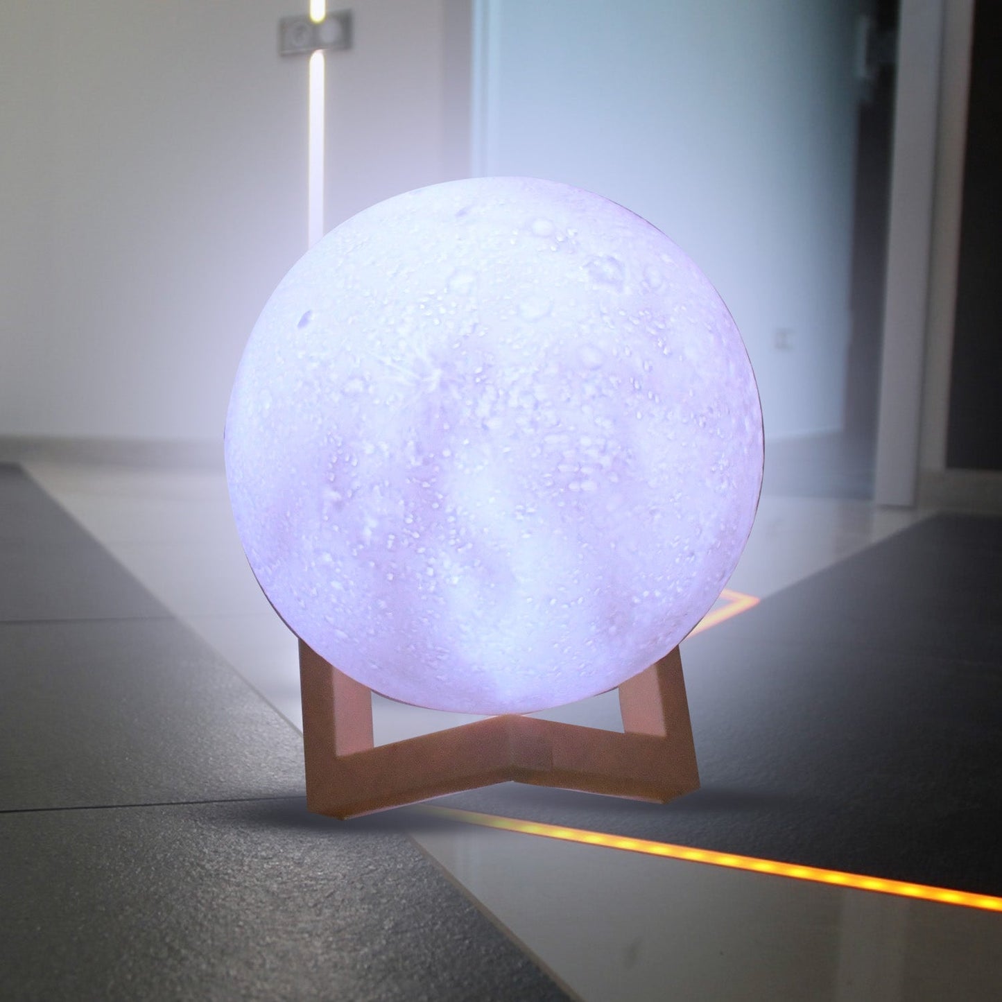 Moon Night Lamp with Plastic Stand Night Lamp for Bedroom (19 x14 Cm / 1 Pc)