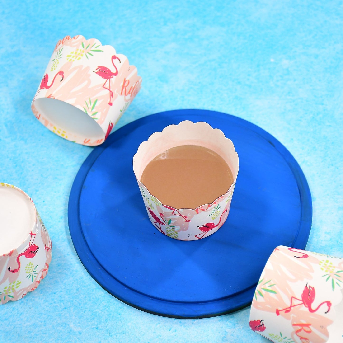 Kitchen tools set featuring a spatula brush, oven glove, egg yolk separator, and paper cup set.