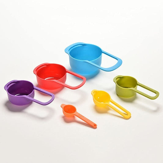 Kitchen measuring spoons in plastic, 6-pack set.