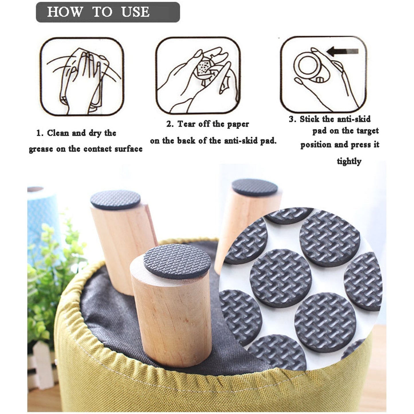 28 pc Rubber furniture Pads Self Sticking Non Slip Furniture Noise Insulation Pads