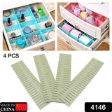 4146 Storage Box Drawer Organizer Drawer Cupboard Divider | Grid Closet Sorting Partition | Plastic Strips Separators box organizer (4 Pc Set )