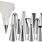 12 piece decorating set for cakes, includes oil basting brush.