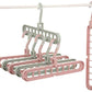 View of plastic hangers with nine holes and anti-slip feature.