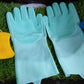 Silicone Kitchen Magic Gloves & Scrubber For Dishwashing & With Brush Cleaning Scrubber