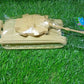 Green army tank toy with pull back action, front view