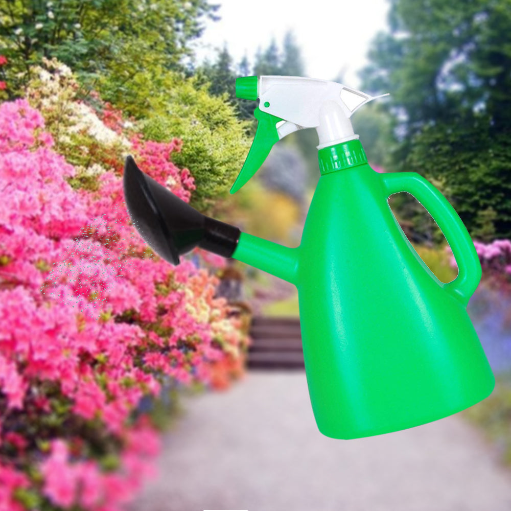 2-in-1 watering can with hand-triggered sprayer.