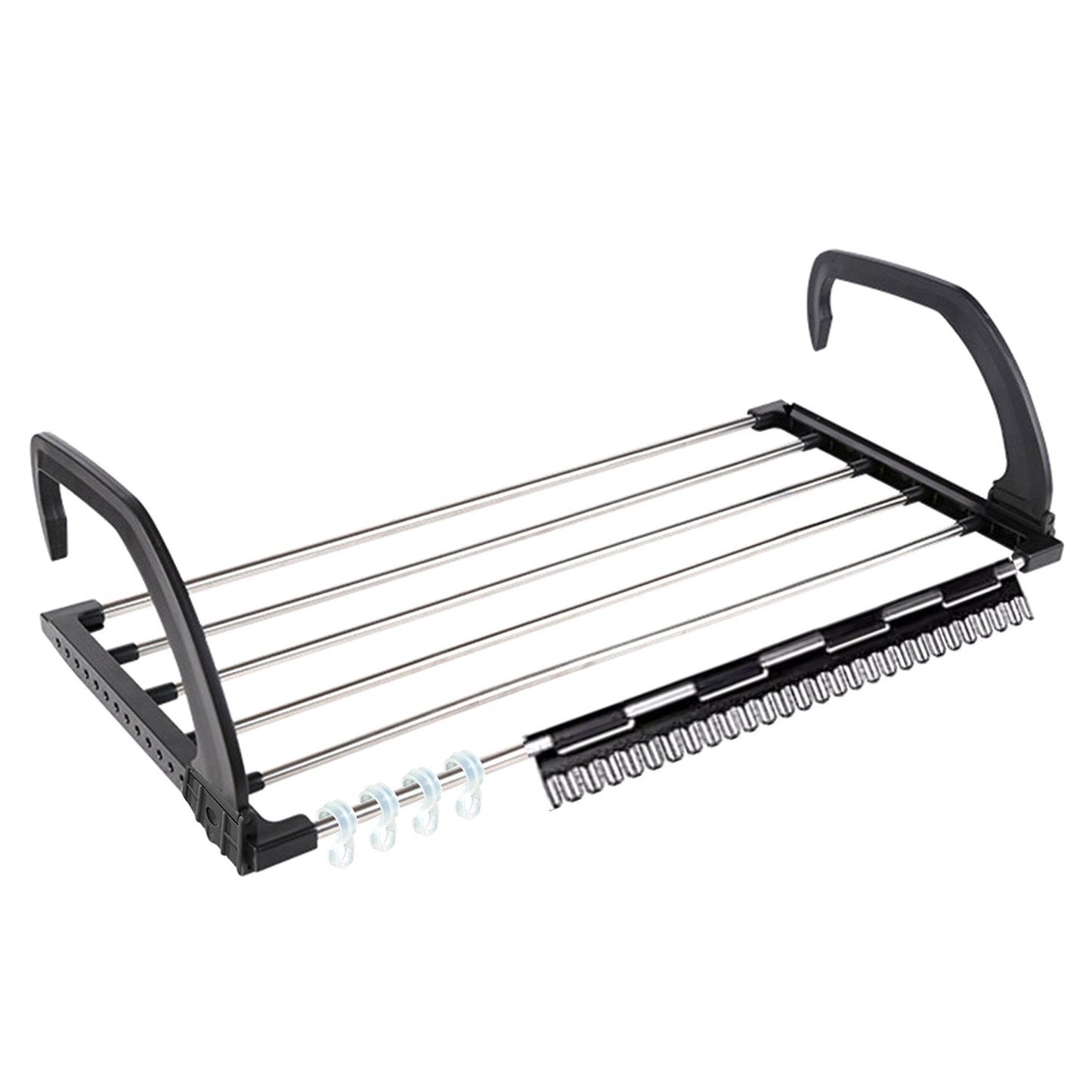 Clothes drying rack with adjustable levels, foldable design for space-saving storage