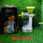 Steel handle fruit and vegetable juicer for kitchen use.