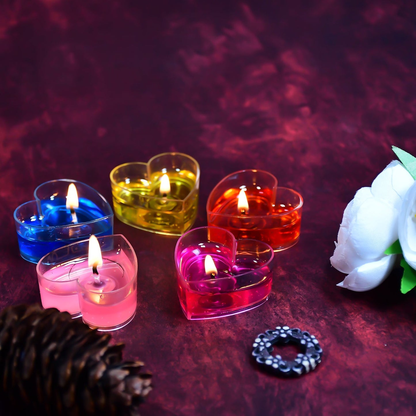 Heart-shaped scented wax candles, 20 pcs pack.