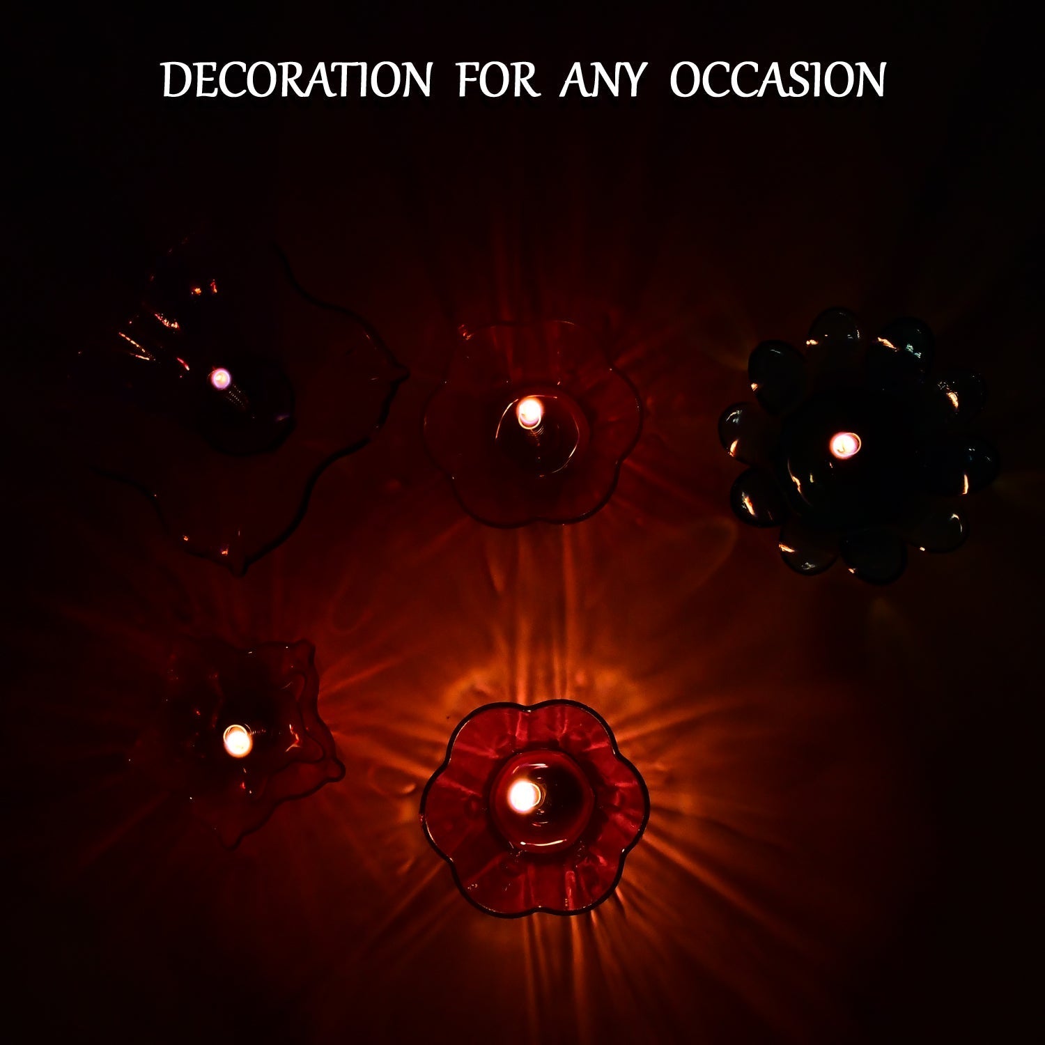 Collection of 12 diya cups with a magical reflection design