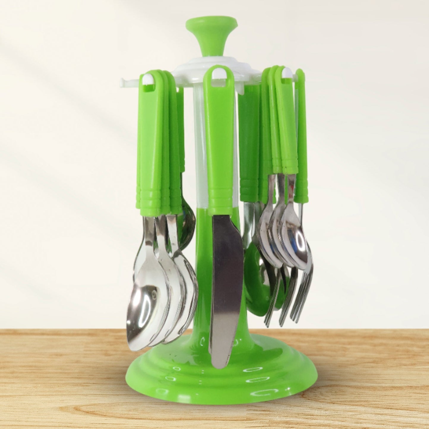 Stainless Steel Cutlery Set with Stand - (24 Pc)