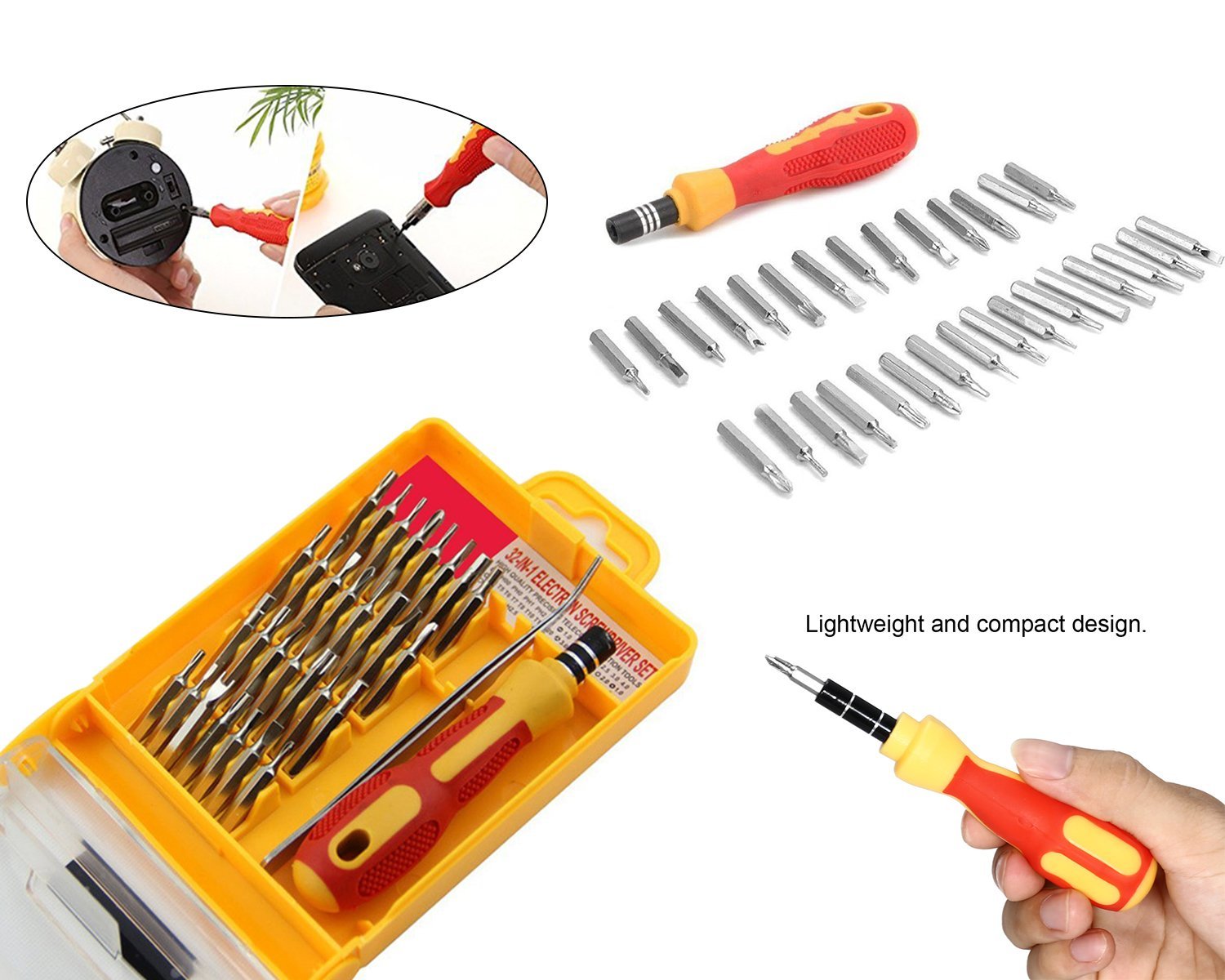 Screwdriver set with case and magnetic features