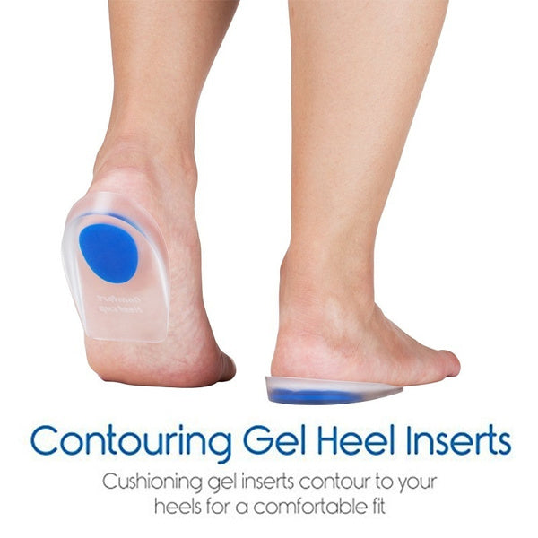 Adjustable heel cups for comfort and pain management.