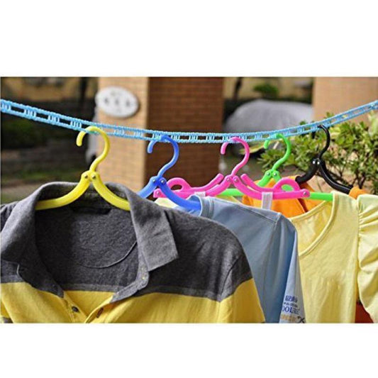 Clothesline nylon rope with attached hooks for drying