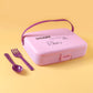 Smart Leak Proof Lunch Box with 3 Compartments and Spoon Set (1 Set)