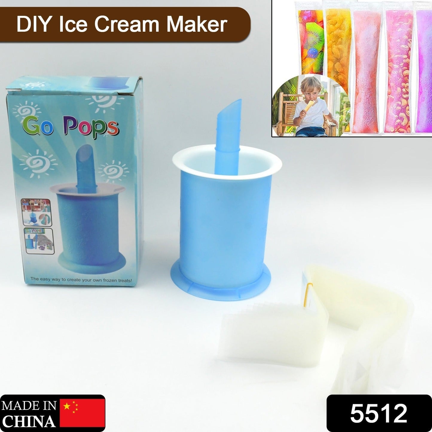 Homemade Popsicle Maker Manual Ice Cream Machine With Approx 20 Pcs Packing Bag Popsicle Mold Convenient Maker Manual Ice Cream Machine For Kids Adults DIY, Reusable