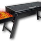 Portable BBQ grill with foldable design.