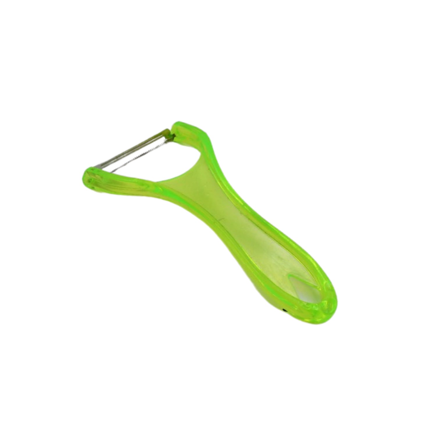 Kitchen peeler with stainless steel blade, designed for efficient peeling.