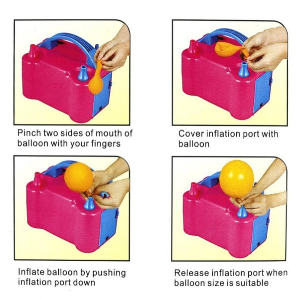 Electric balloon inflator with dual nozzles