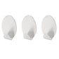 Self-adhesive wall hooks, pack of 3, strong hold.