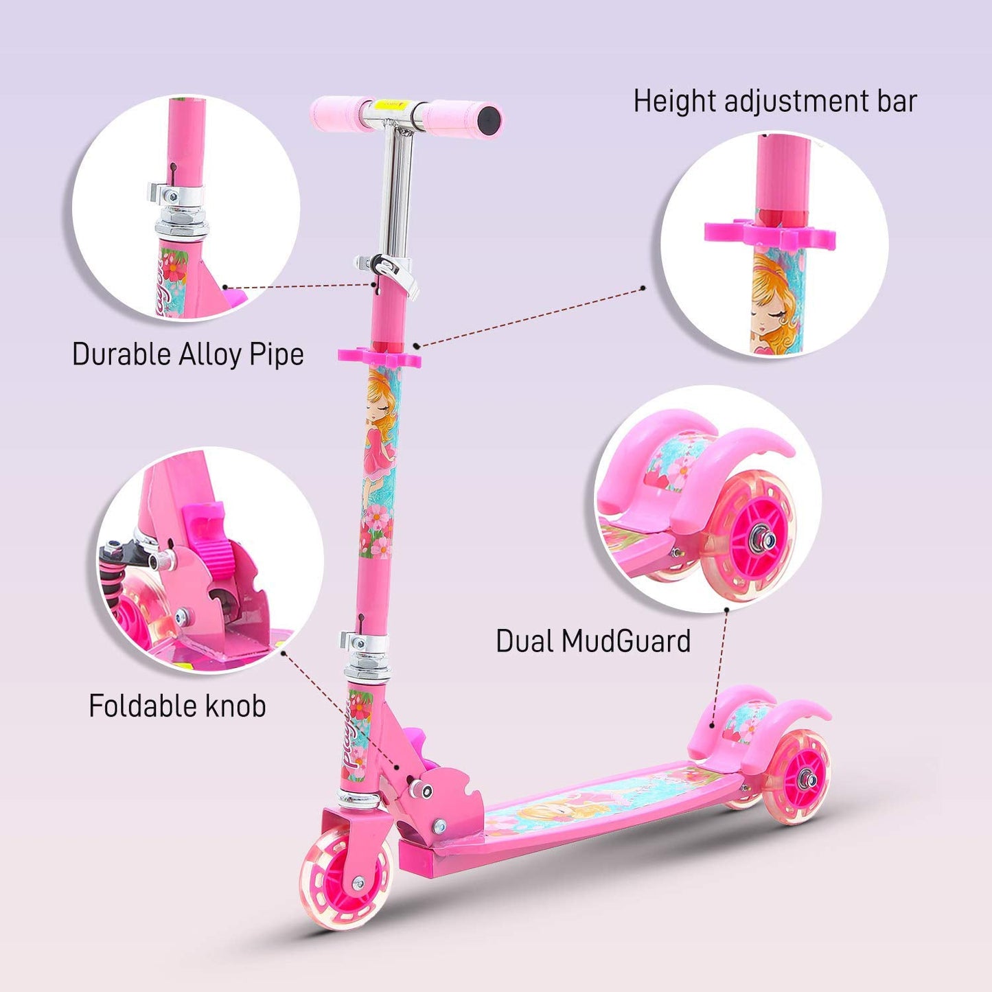 Kids scooter featuring a sturdy frame and fun colors