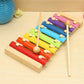 Xylophone set arranged with colorful bars and mallet for play