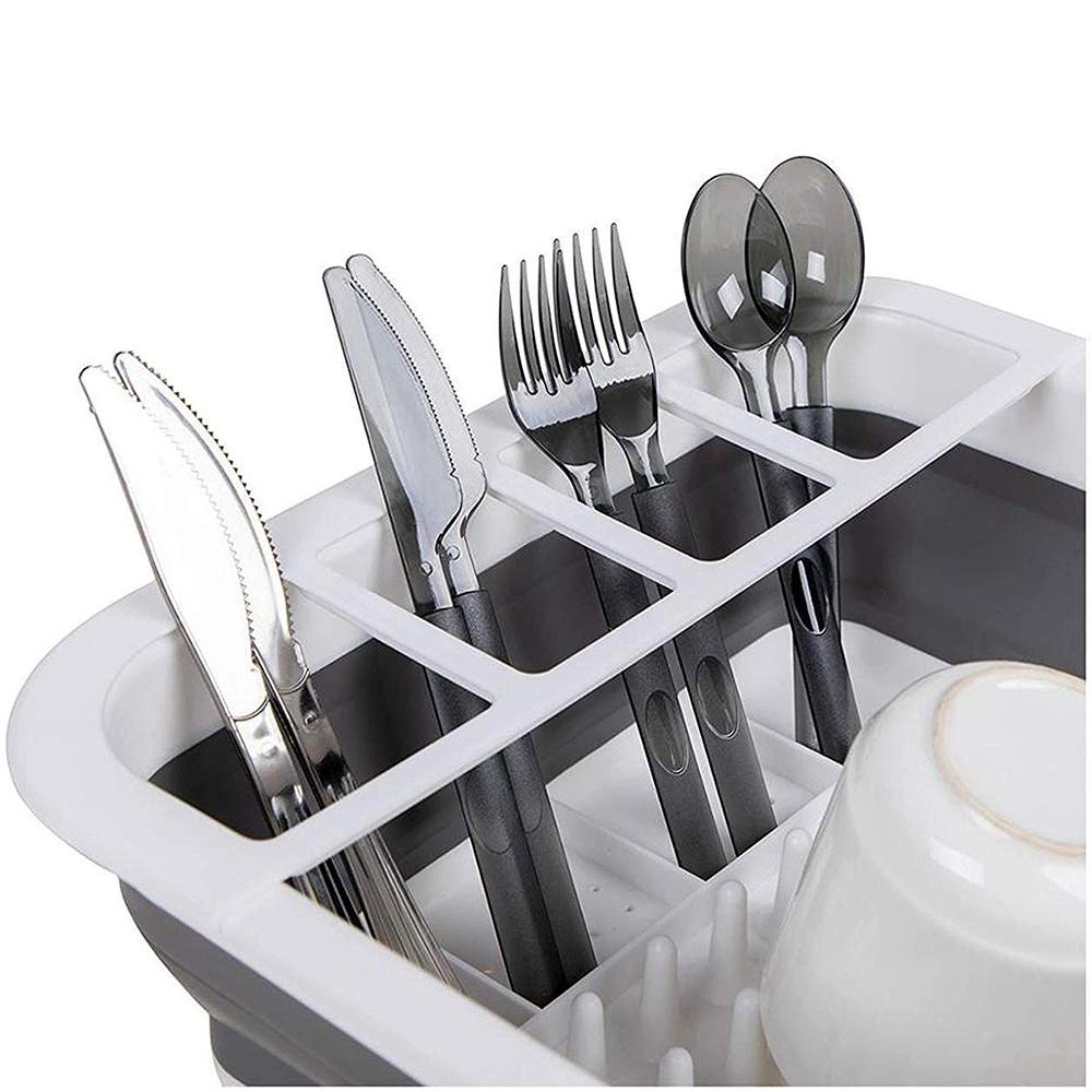 Collapsible silicone rack for drying dishes and storing utensils