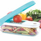 Plastic vegetable dicer by Ganesh, 7-in-1, blue color, shown from different perspectives.