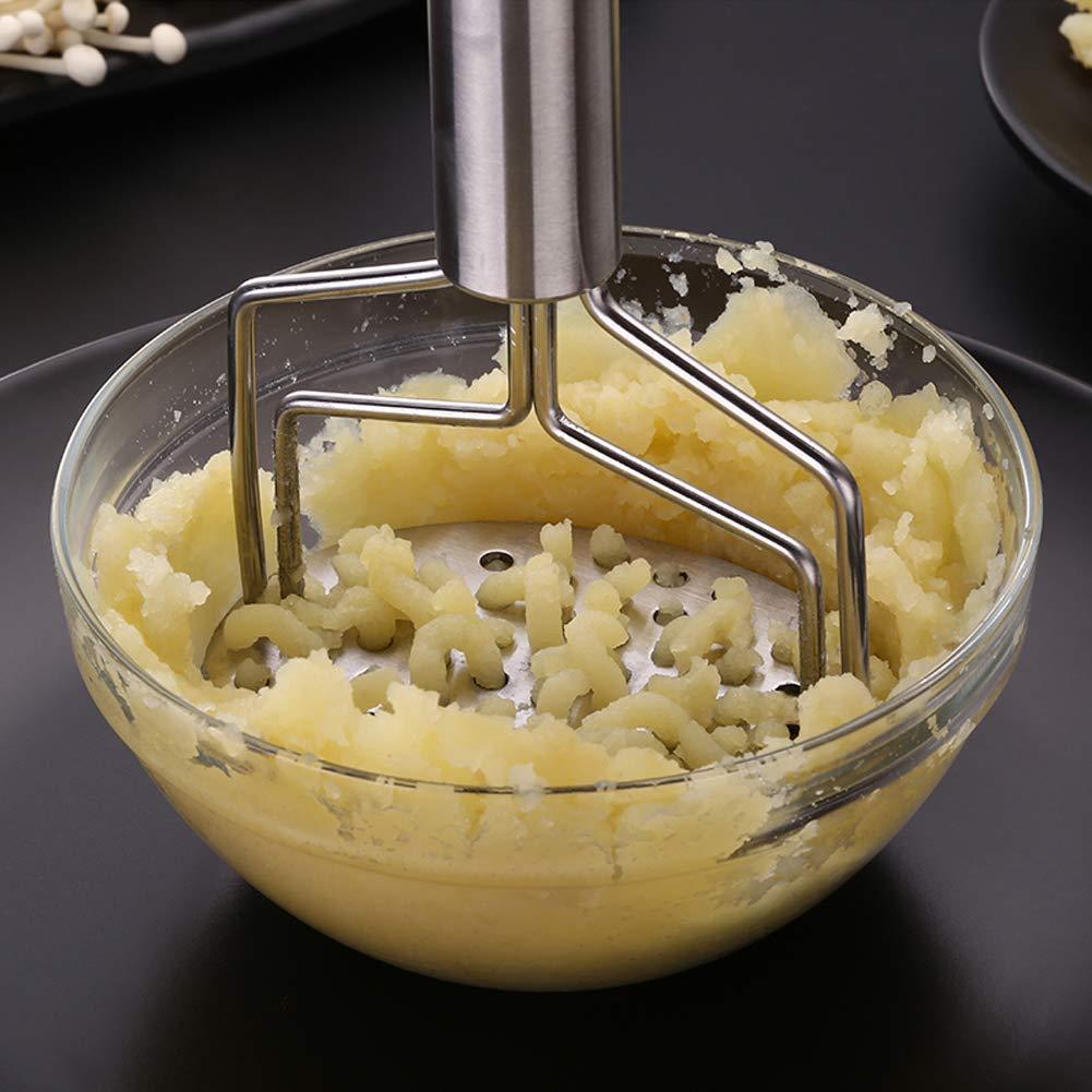 Stainless steel hand masher for mashing vegetables, dal, and more