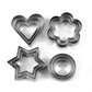 Assorted shape cookie cutters including heart, star, and flower