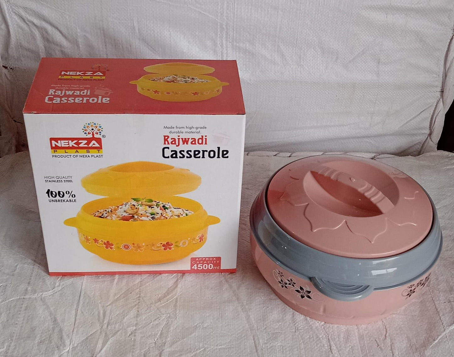 5788 High Quality Steel Casserole Box for Food Serving Inner Steel Insulated Casserole Hot Pot Flowers Printed Chapati Box for Roti Kitchen (Approx 4500 ml)