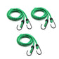 Elastic bungee cords with hooks for secure storage and transport.