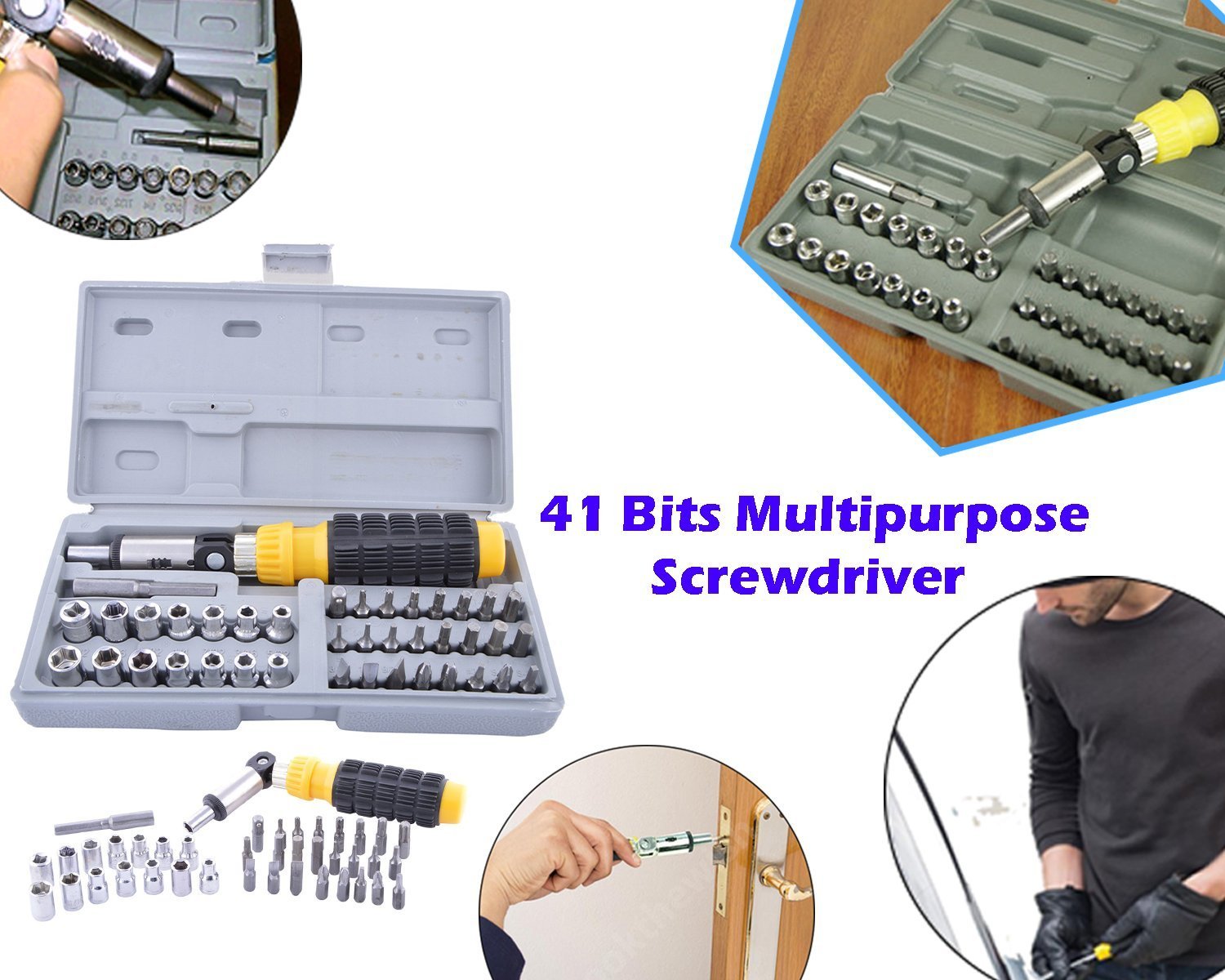 Comprehensive tool kit with sockets and screwdrivers