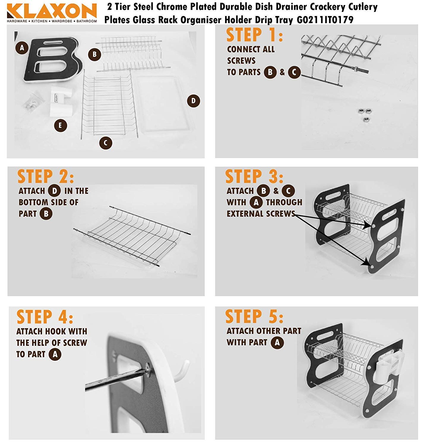 Dish drainer rack with two layers and a drain board