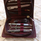 Nail grooming kit with leather travel case