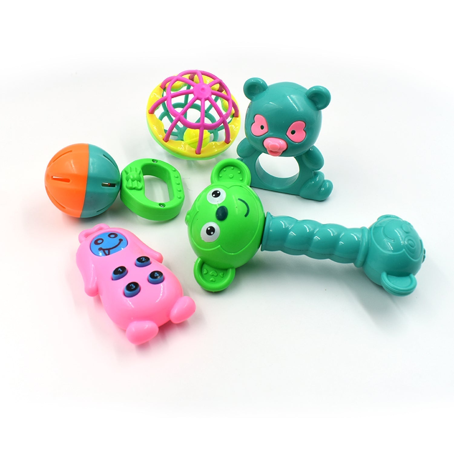 Set of colorful baby rattles