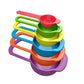 Measuring spoons set made of durable plastic for cooking.