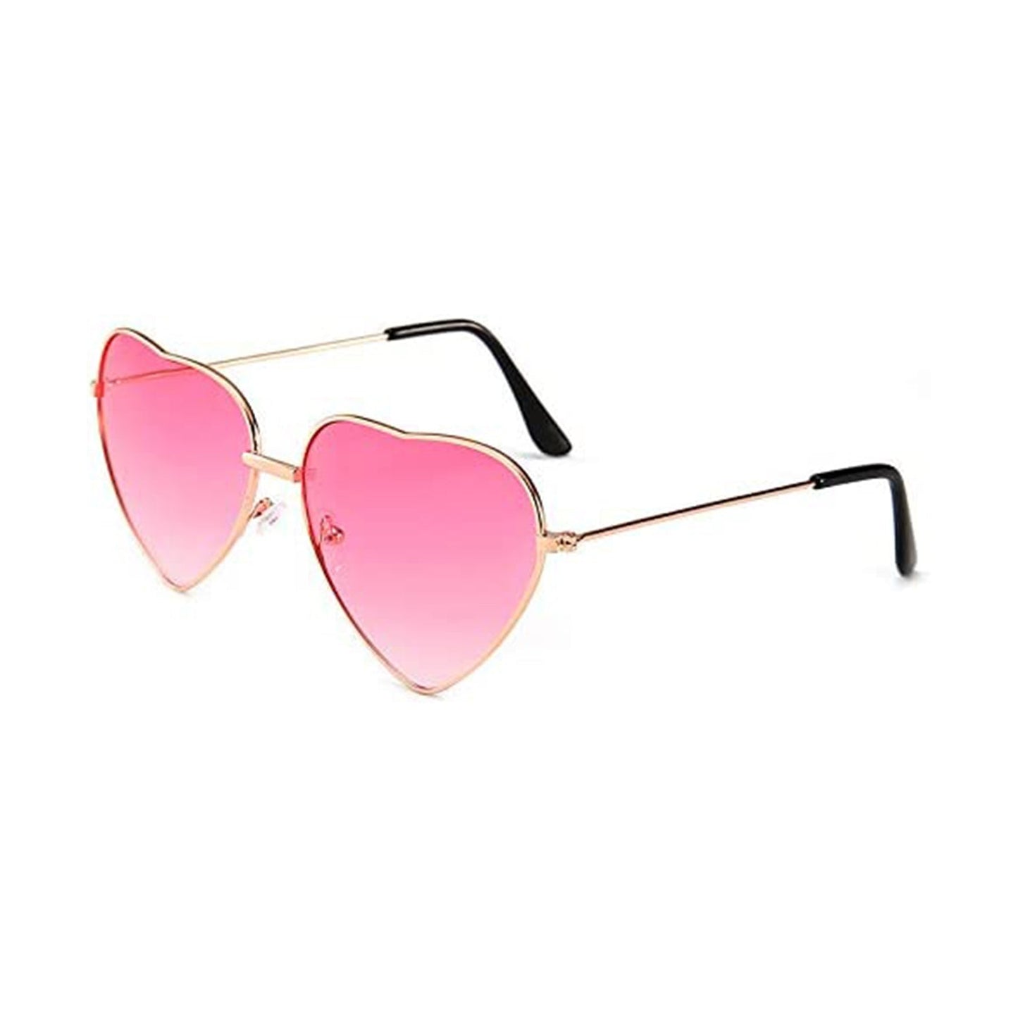 Fashionable heart-shaped sunglasses with mirror lenses.