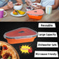 Reusable Pizza Storage Containers with 5 Microwavable Serving Trays, Silicone Container Expandable & Adjustable for Packing Pizza at home / outdoor