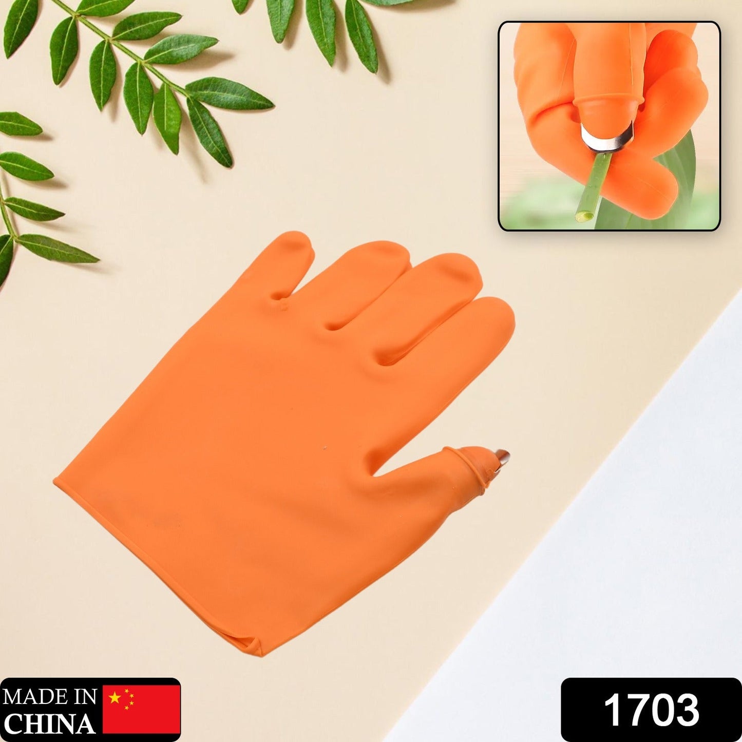 Garden gloves with thumb knife for harvesting, right-handed, silicone gear.