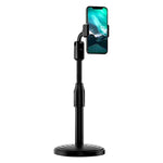 Height adjustable mobile stand for table, perfect for hands-free phone use on desktops.