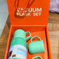Green Vacuum Flask Set – Stainless Steel Thermos with 3 Cups, Approx 500ml
