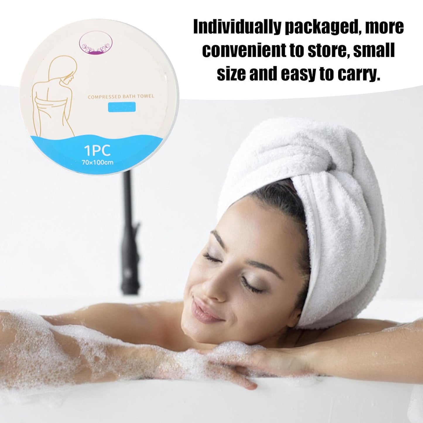 Compressed Travel Bath Towel - (1 Pc / 70x10 Cm)