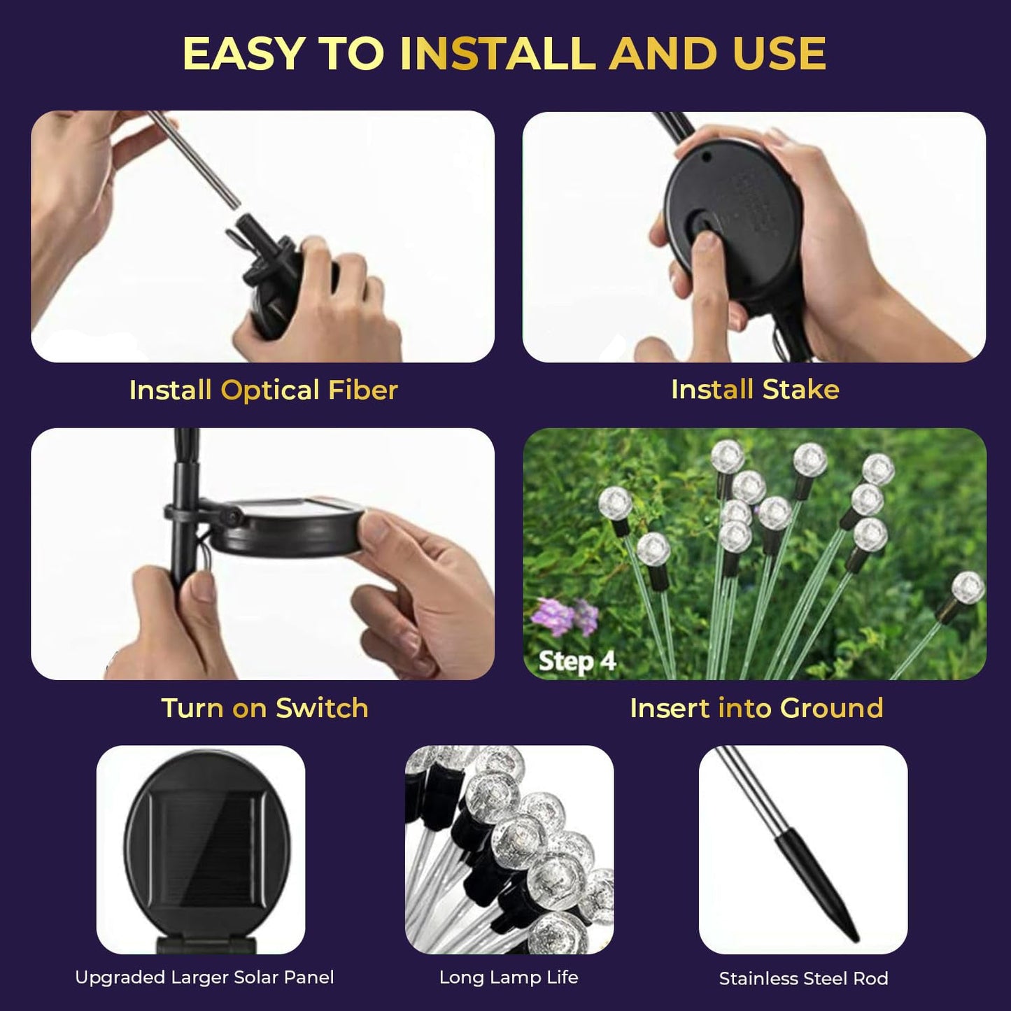 Solar LED Fiber Optic Garden Light - (1 Pc)