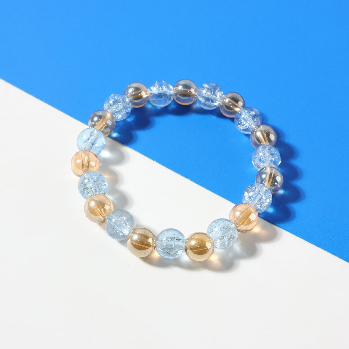 Elegant Dual-Tone Crystal Beaded Stretch Bracelet (1 Pc)