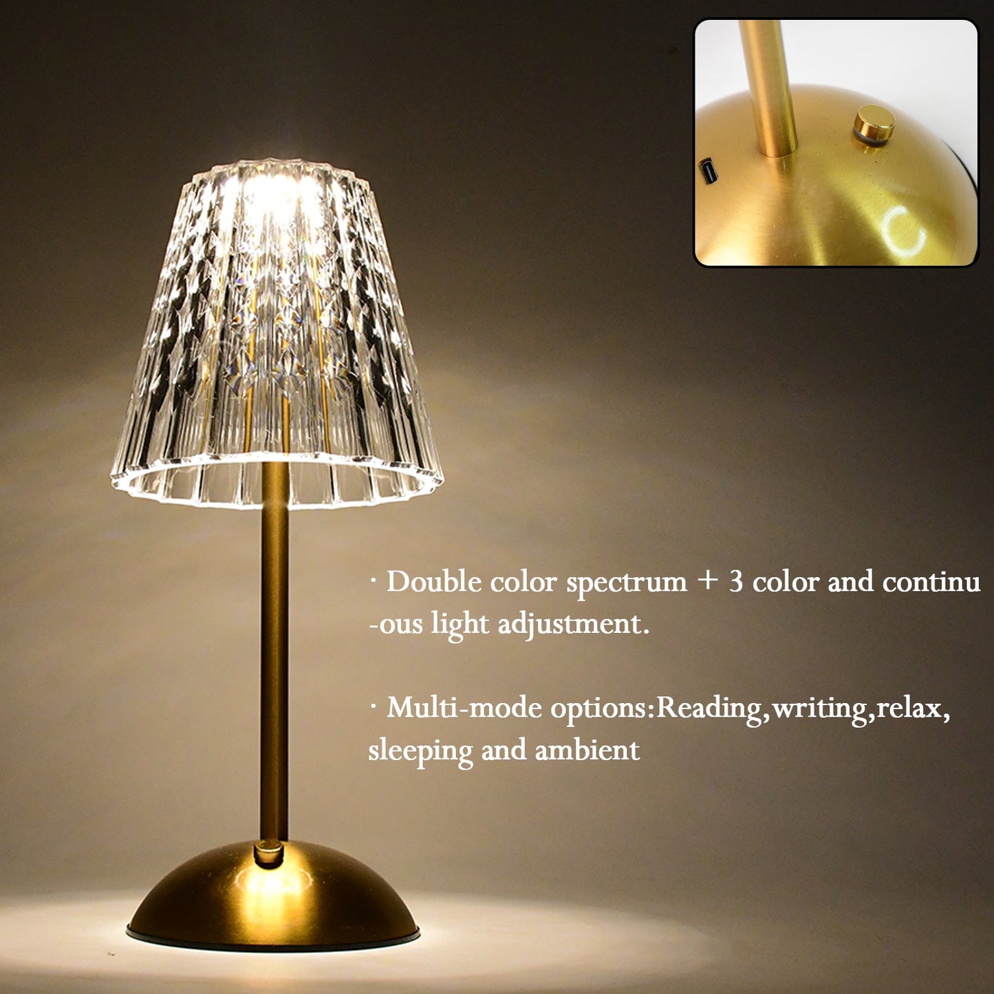 Premium Elegant Shade Crystal Table Lamp (1 Pc)