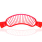 Plastic banana slicer with handle for easy slicing.