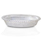 Elegant oval silver tray with royal design for gifts and serving.