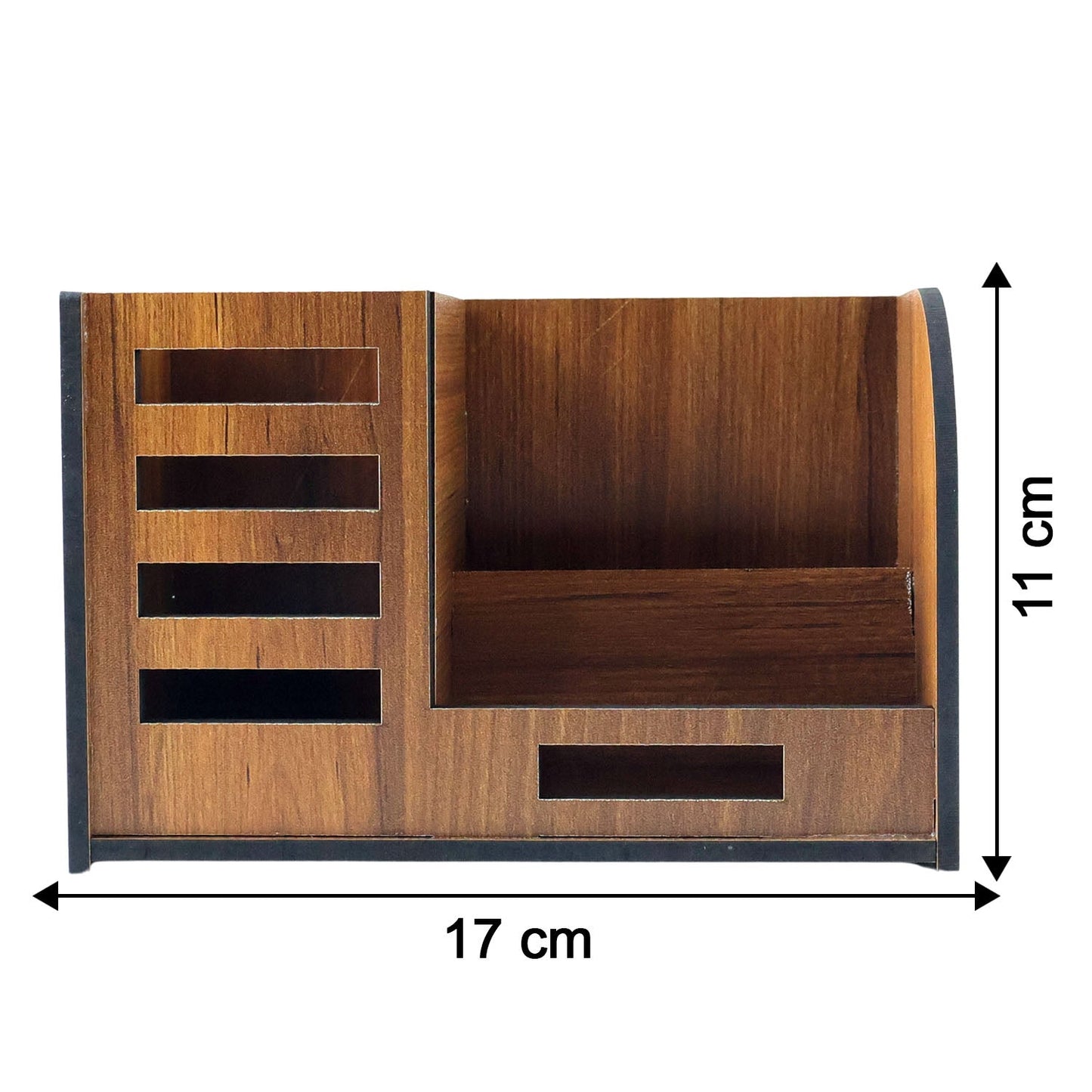 Premium Wooden Desk Organizer with Phone Stand, Pen Holder, Card Holder (1 Pc)